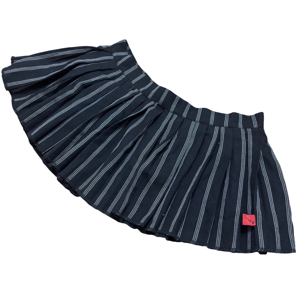 y2k Tripp NYC Womens Goth Rave Mini Skirt Low Rise Rave Emo Black Pinstripe L